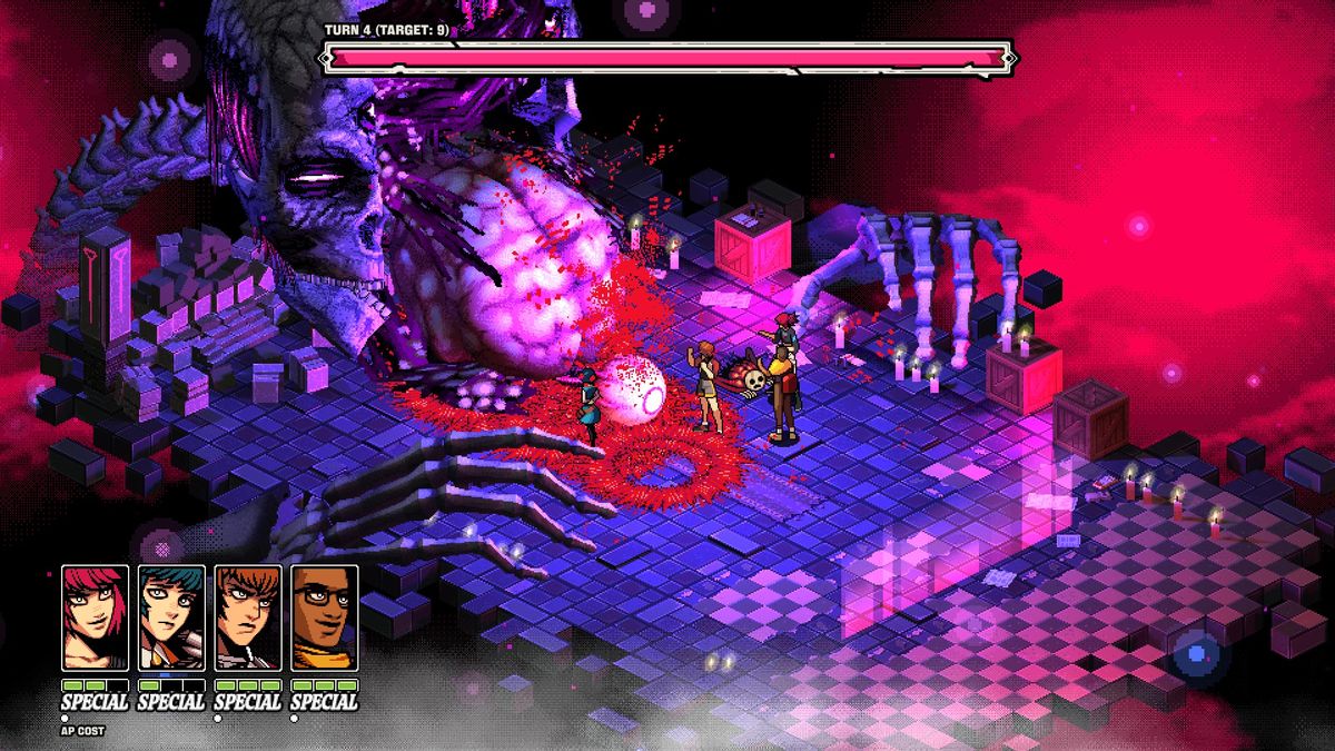 A gnarly boss fight in Demon school, a brain pops out an eyeball