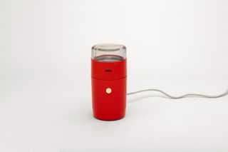 Red coffee grinder by Braun