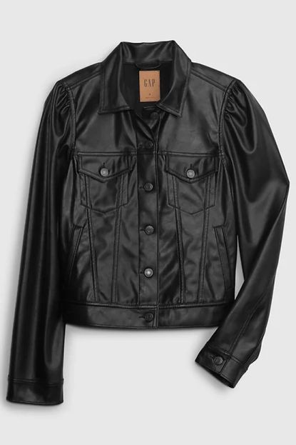 Gap Puff Sleeve Faux-Leather Jacket