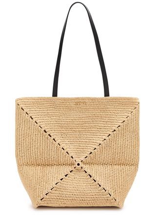 Puzzle Fold Woven Raffia Tote