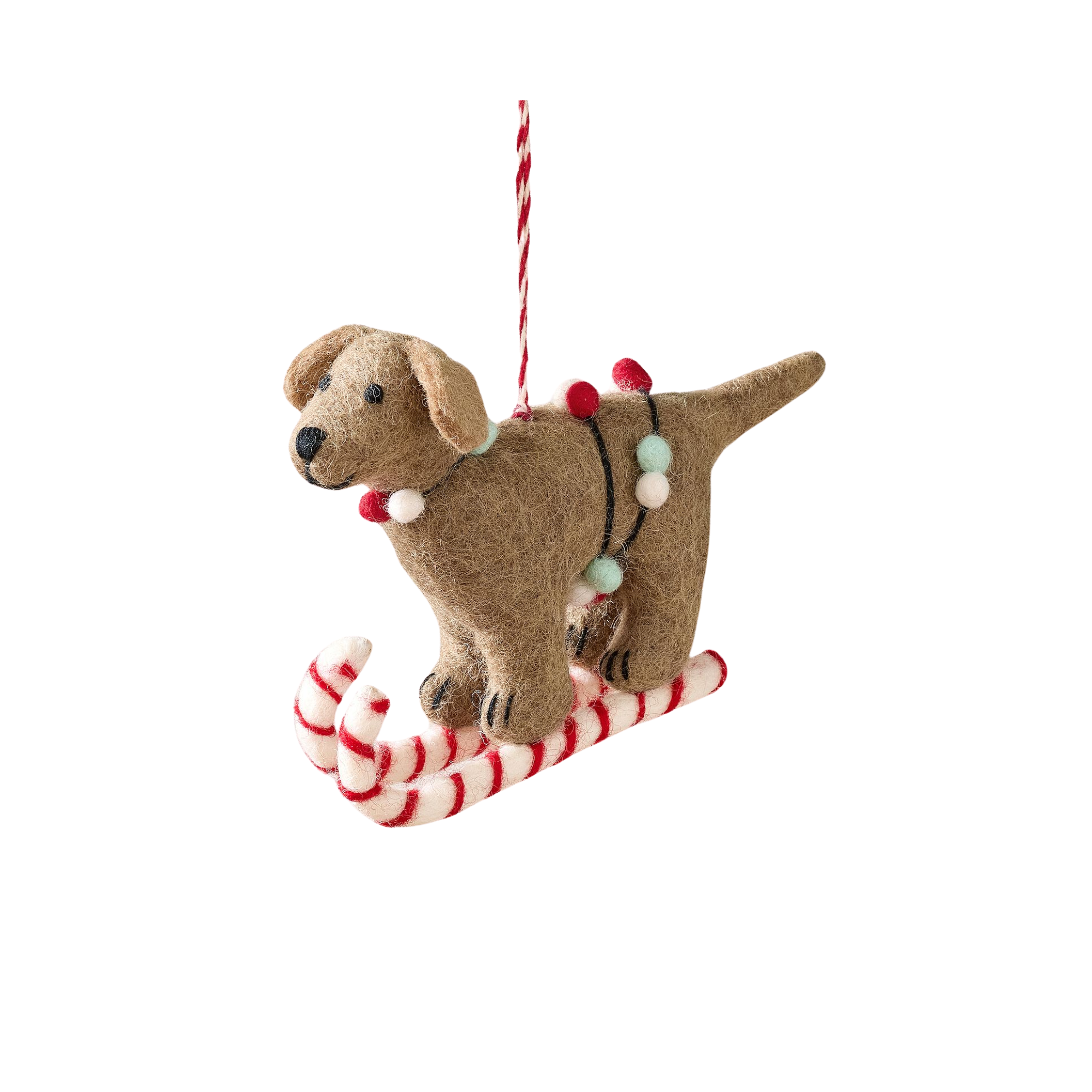 a felt dog Christmas ornament