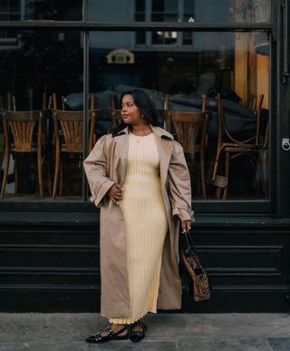 Karina of Style Idealist wears a knitted dress