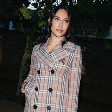 Tefi Pessoa getting ready to attend the Burberry Spring 2026 runway show