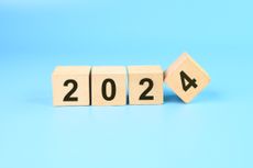 2024 written on wooden blocks with the 4 tilted