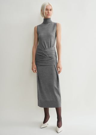 Draped Knit Dress Grey Melange