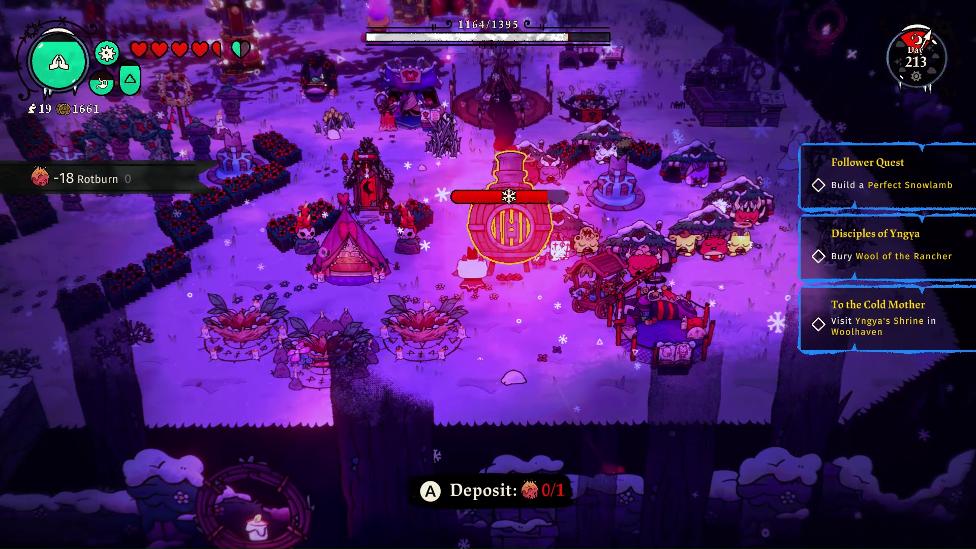 Winter in Cult of the Lamb Woolhaven