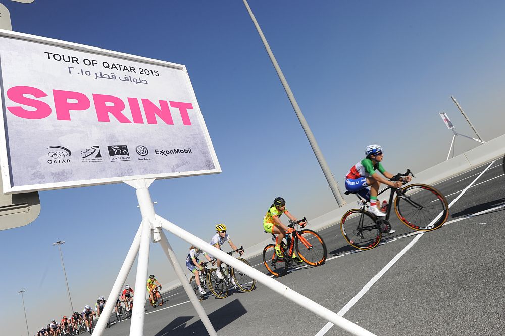 The intermediate sprint line during stage 1 in Qatar