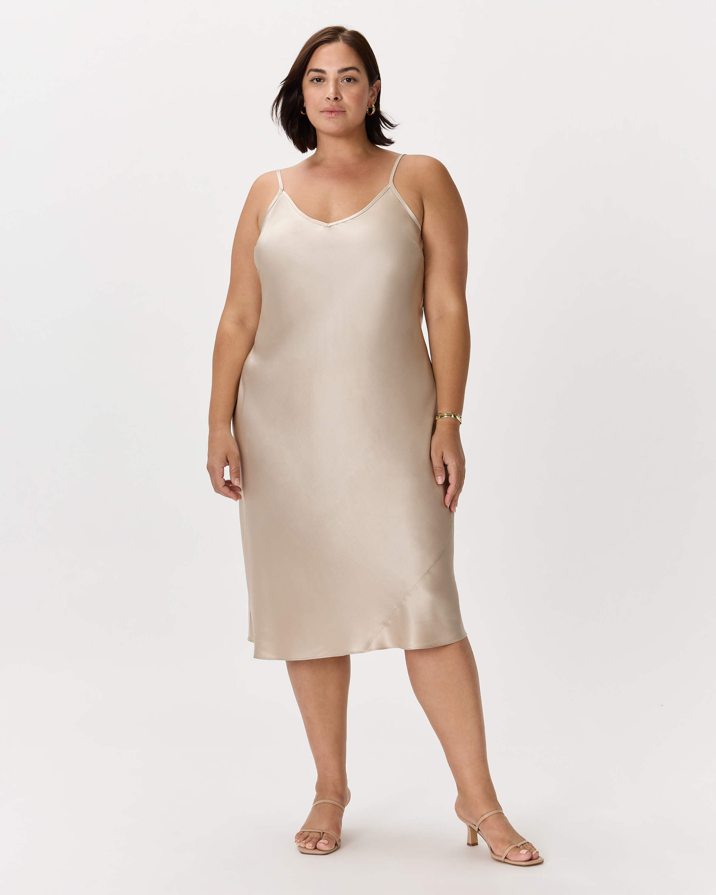 100% Washable Silk Slip Dress - Plus Size in Forest Green