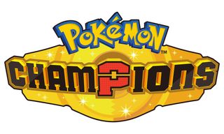 Pokemon Champions logo title card showing the game name superimposed over a wrestling-style champion's belt.