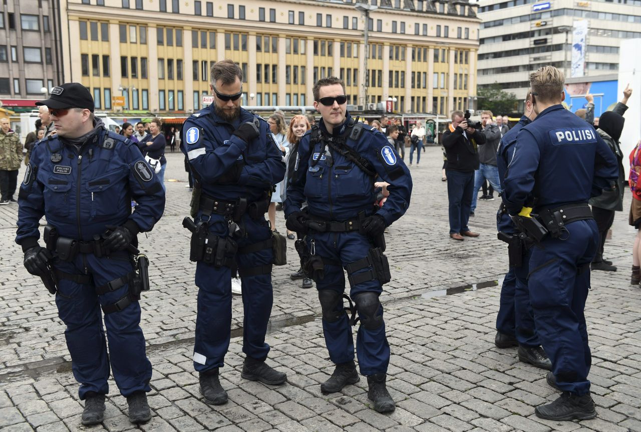 Finnish police patrol after fatal stabbing in Turku