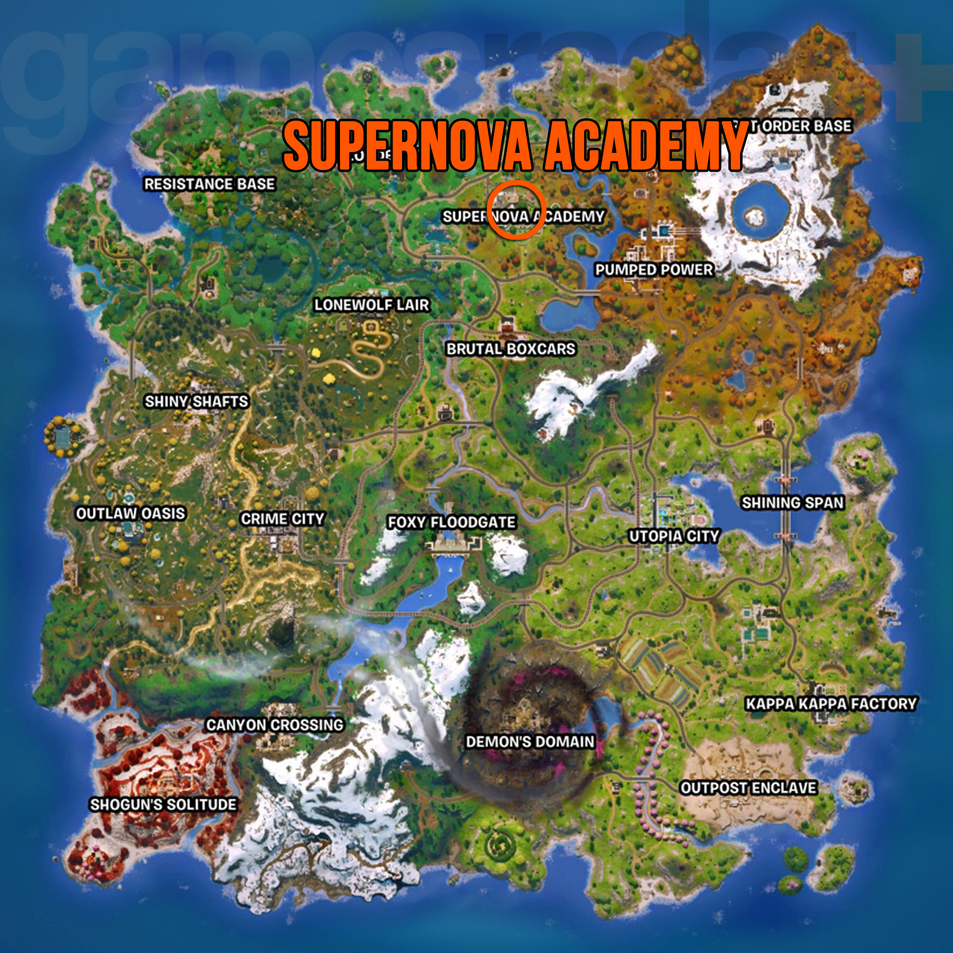 Fortnite Supernova Gear location at Supernova Academy