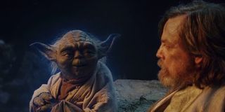 Yoda with Luke in The Last Jedi