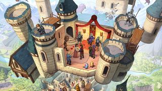 Keyart from The Elder Scrolls: Castles showing a cartoon castle full of drama