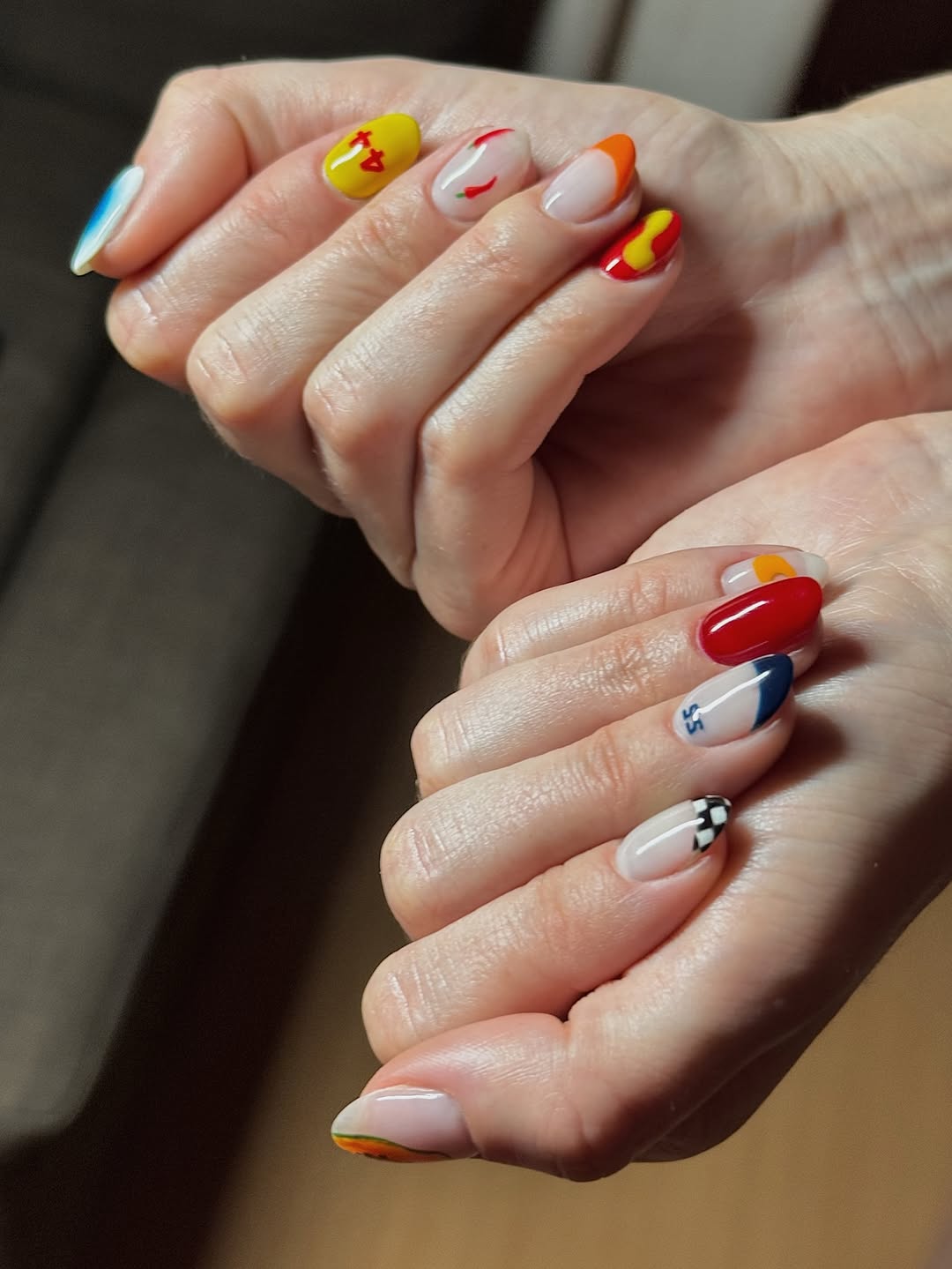 A colorful F1-inspired manicure by Mate Janova