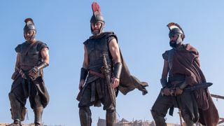 Jimmy Gonzales is Cepheus, Matt Damon is Odysseus and Himesh Patel is Eurylochus in THE ODYSSEY, written, produced, and directed by Christopher Nolan.