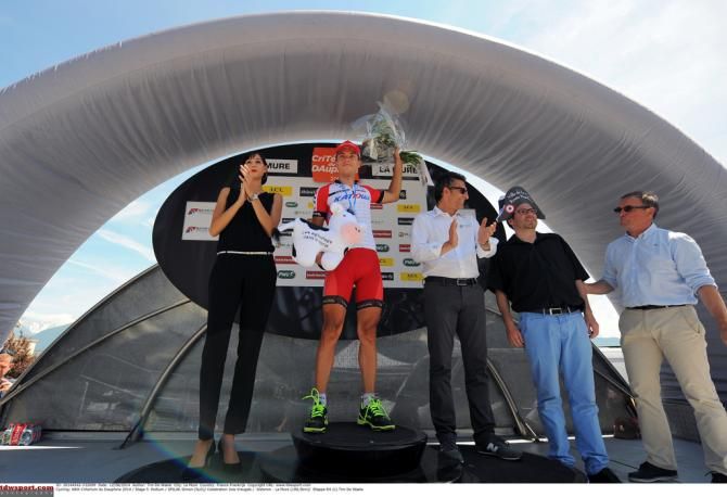 Simon Spilak (Katusha) on the podium