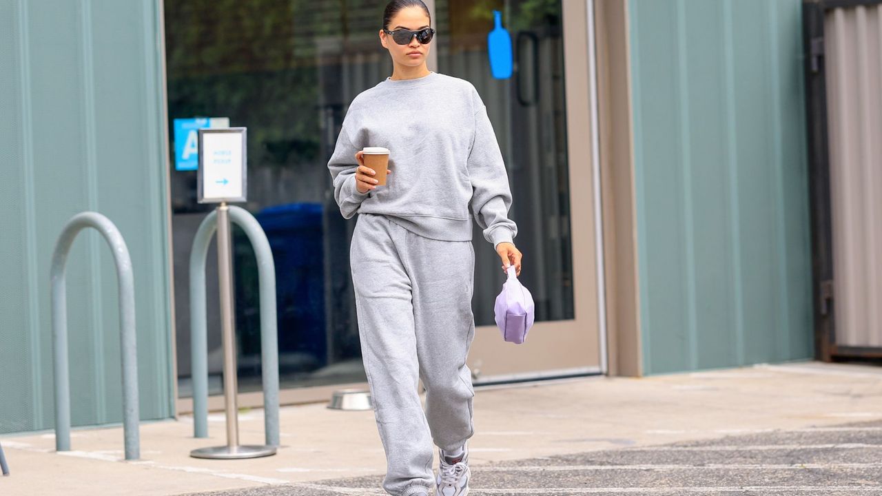 Shanina Shaik in Grey Tracksuit GettyImages-1258275379