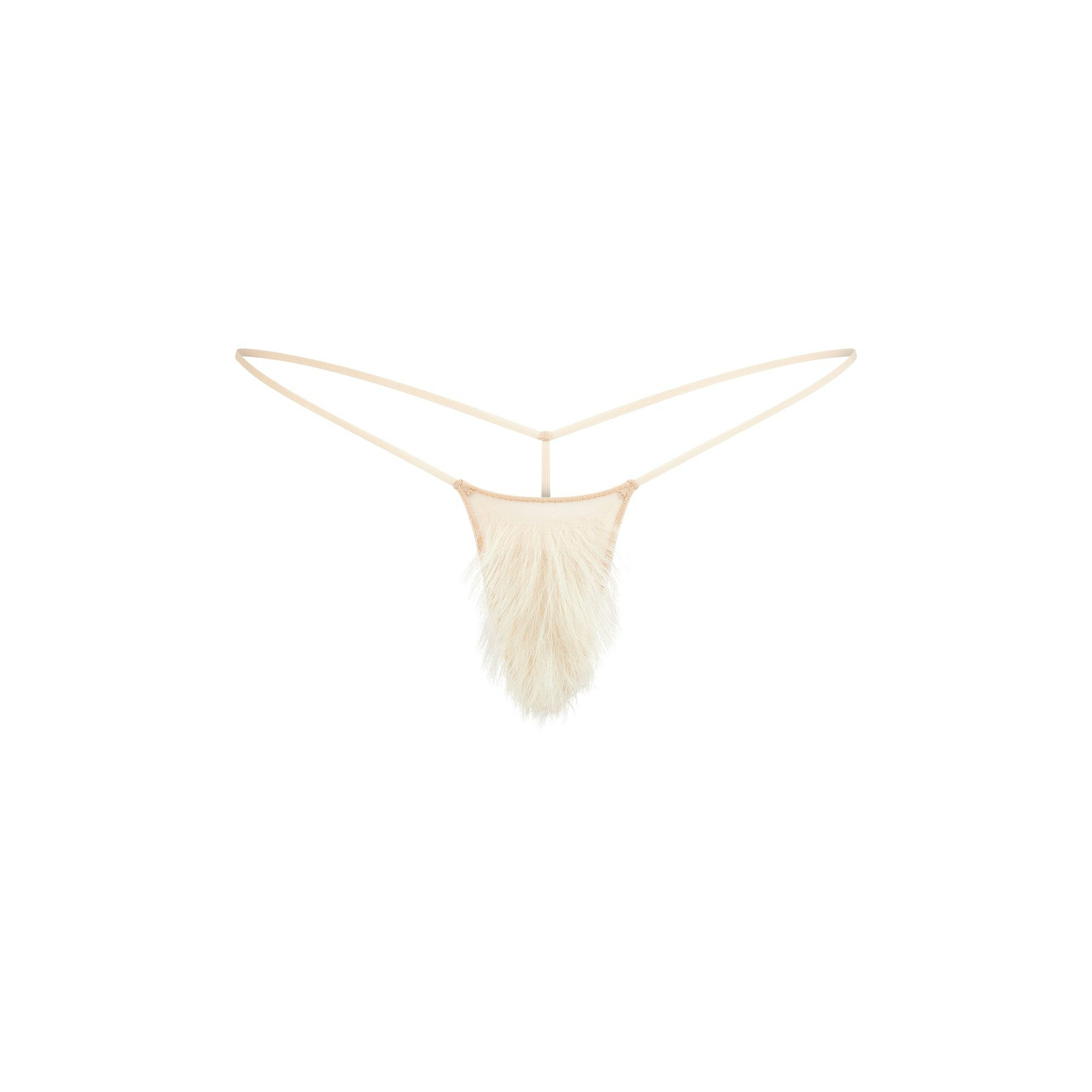 Faux Hair Micro String Thong | Clay Blonde Straight | Xxs