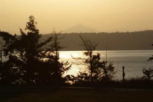 View from the race site across Admiralty Inlet with Glacier Peak in the distance.