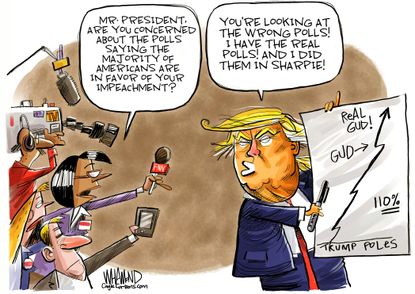 Political Cartoon U.S. Trump impeachment Sharpie Polls
