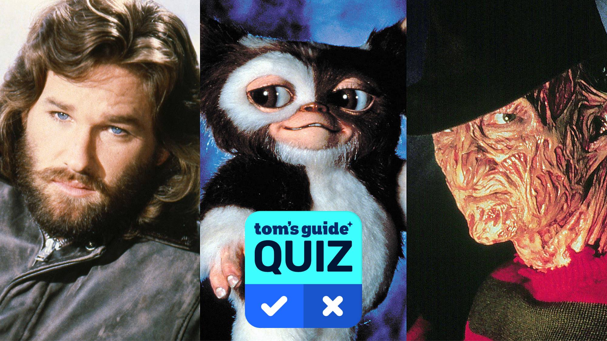Kurt Russell in The Thing (1982), Gizmo in Gremlins (1984), and Robert Englund in A Nightmare on Elm Street (1984)