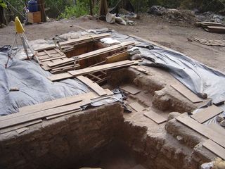 Partial view of the central excavation area of Lapa do Santo.