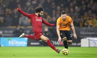 Liverpool’s Mohamed Salah during the Premier League match at Molineux