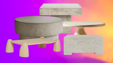 stone coffee tables on a colorful background