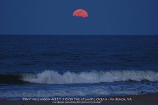 Pink Full Moon over Virginia Beach