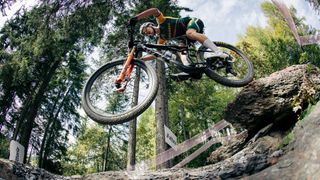 Alan Hatherly airborne at the UCI Mountain Bike World Championships in 2025