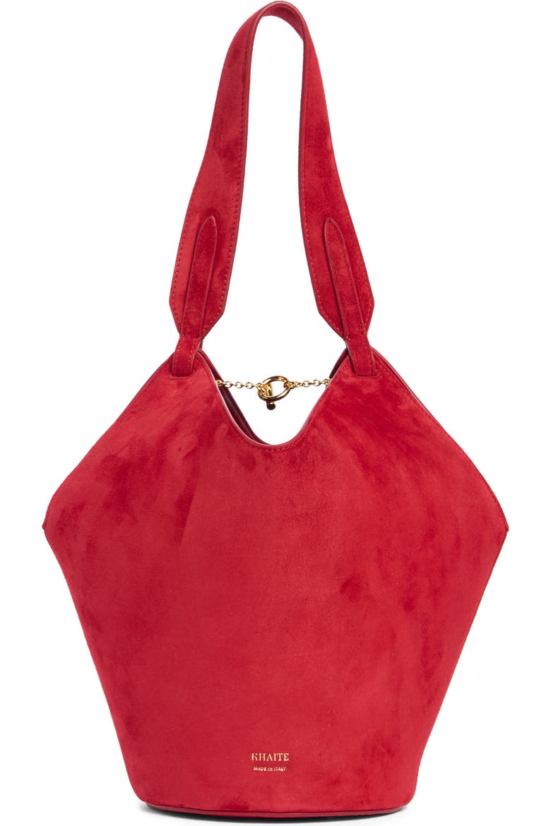 Mini Lotus Suede Top Handle Bag