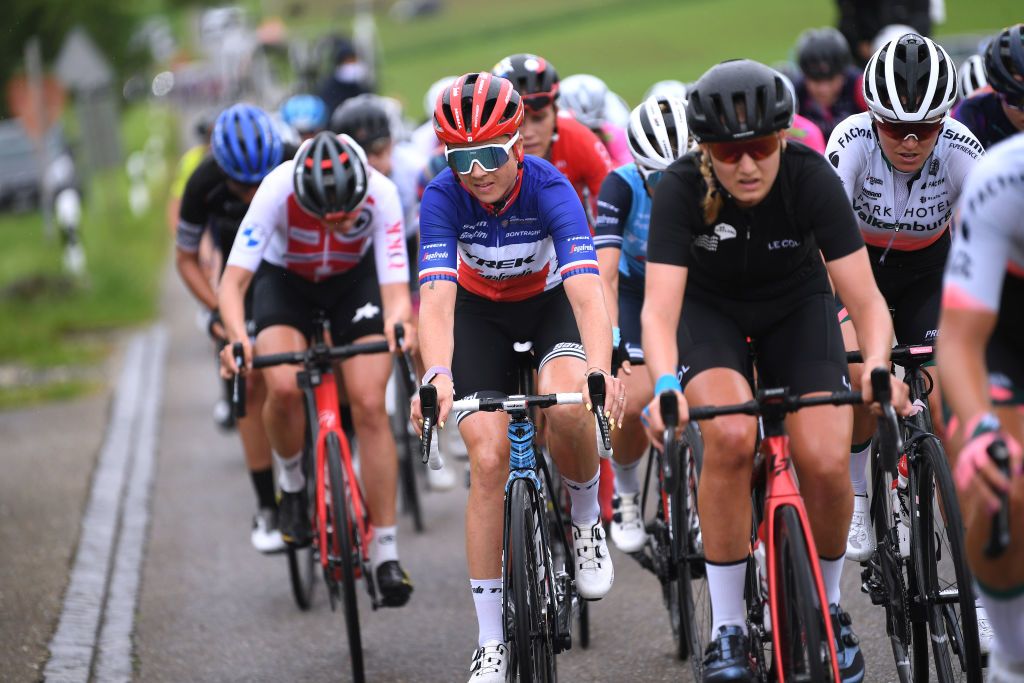 FRAUENFELD SWITZERLAND JUNE 05 Audrey CordonRagot of France and Team Trek Segafredo during the 1st Tour de Suisse Women 2021 Stage 1 a 1143km stage from Frauenfeld to Frauenfeld tourdesuisse tds tdswomen on June 05 2021 in Frauenfeld Switzerland Photo by Tim de WaeleGetty Images