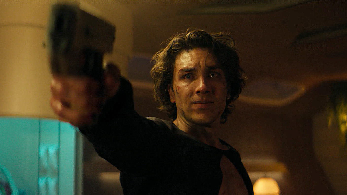 A teary-eyed Toran Mallow brandishing a handgun in Foundation season 3 episode 7