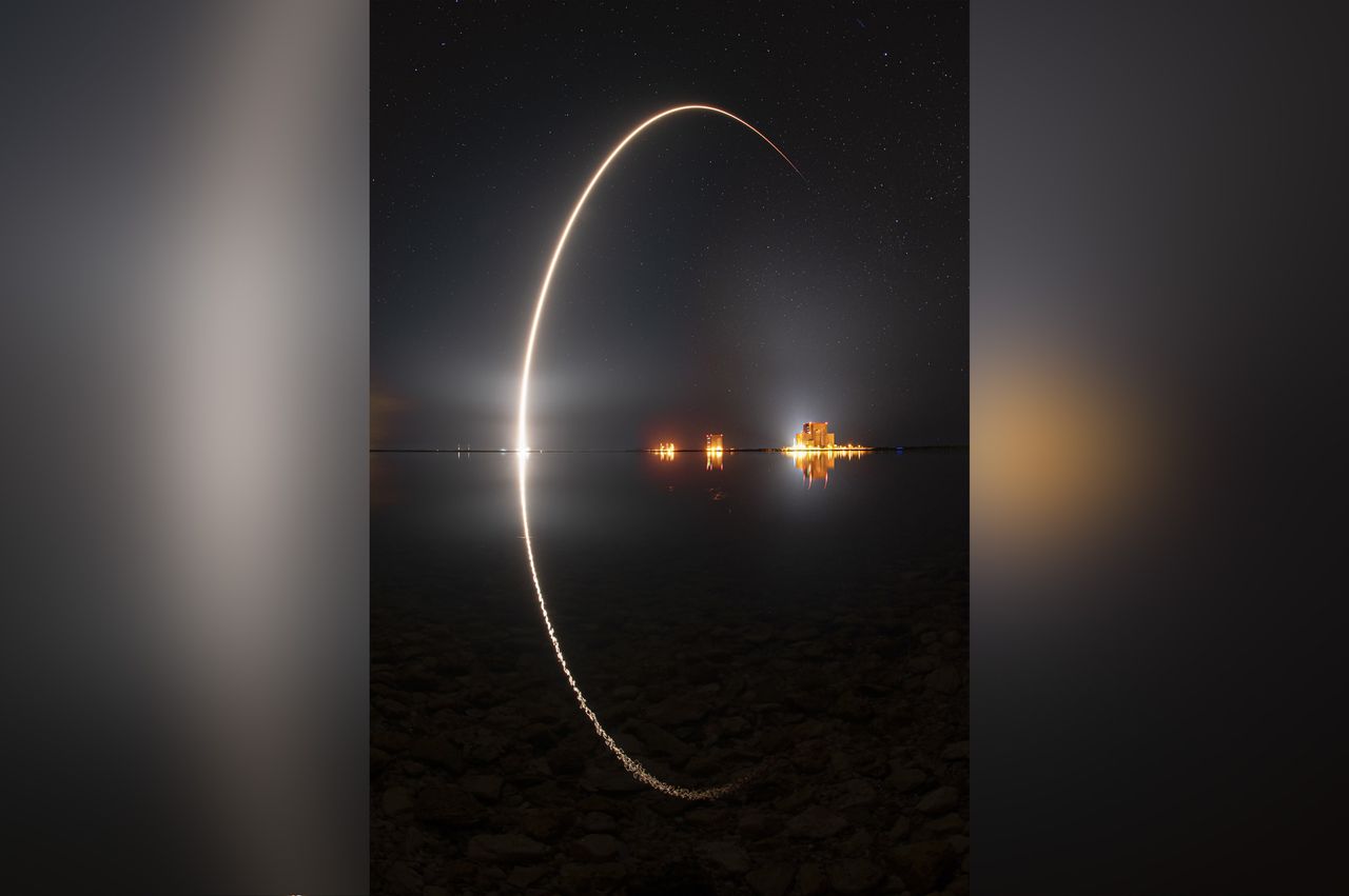 A SpaceX Falcon 9 rocket launches 60 Starlink satellites into orbit in from NASA's Kennedy Space Center on March 14, 2021 in a brilliant pre-dawn liftoff.