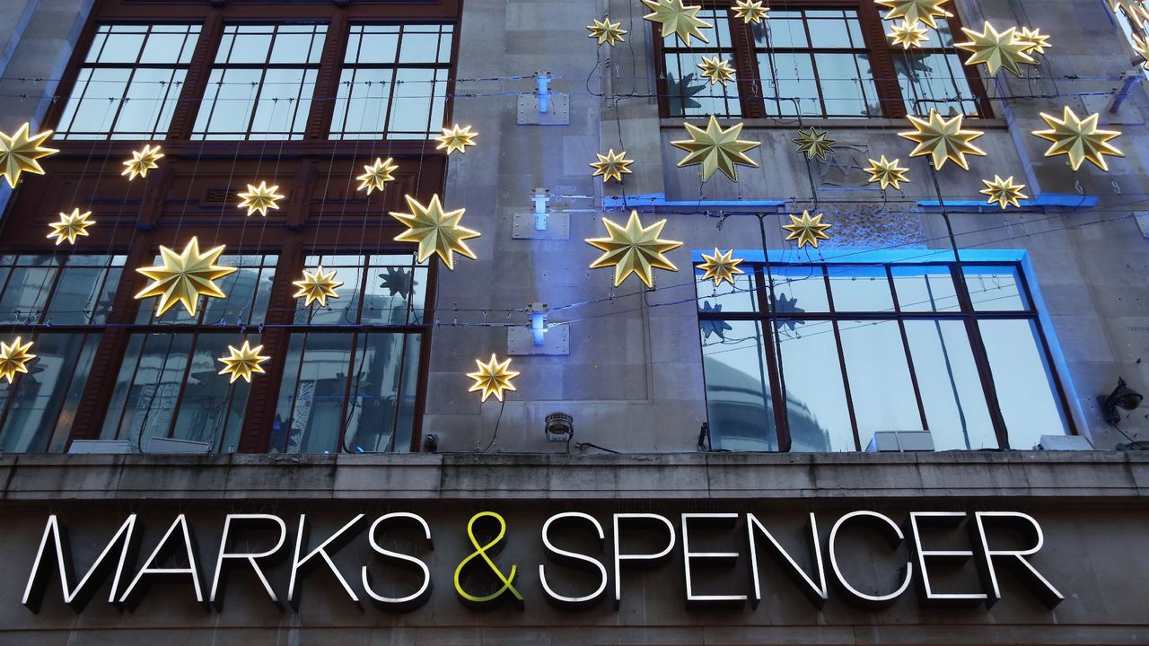 M&amp;S sign at Christmas