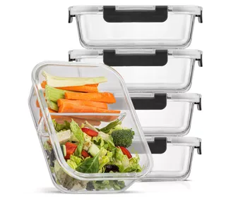 Joyjolt 2-Sectional Food Prep Storage Containers - Set of 5