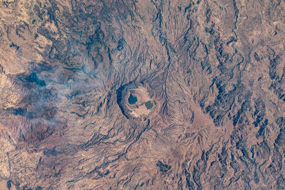 Deriba caldera in Darfur, Sudan, which holds two lakes (Image credit: NASA)