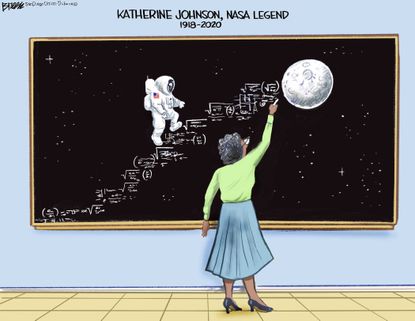 Editorial Cartoon U.S. Katherine Johnson RIP to the stars NASA legend math