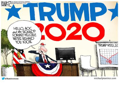 Political Cartoon Trump 2020 AOC Reelection Polling