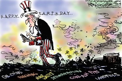 Political cartoon U.S. Earth day