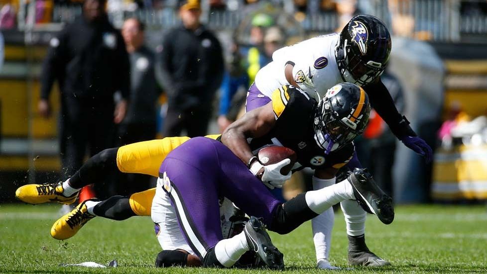 George Pickens #14 of the Pittsburgh Steelers in action against the Baltimore Ravens on October 8, 2023