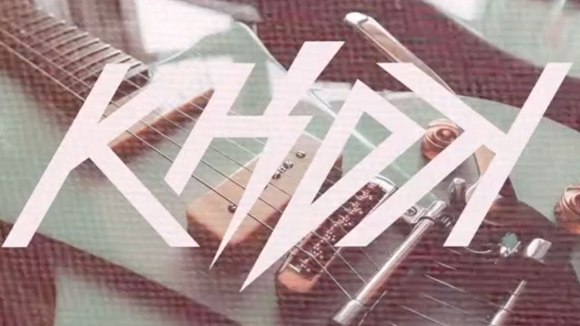 A still from KHDK&#039;s Instagram reel with the logo emblazoned over one of the stompbox company&#039;s new and as-yet-unannounced and unreleased electric guitar designs.
