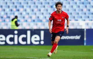 Football Legend Kazu Miura of UD Oliveirense during the Liga Portugal 2 match between CF Os Belenenses and UD Oliveirense at Estadio do Restelo on December 10, 2023 in Lisbon, Portugal. (Photo by Gualter Fatia/Getty Images)