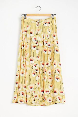 Kachel Printed Button Front Maxi Skirt: was £98, now £34.30 | Anthropologie