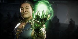 Shang Tsung about to use a fatality on Raiden in Mortal Kombat 11