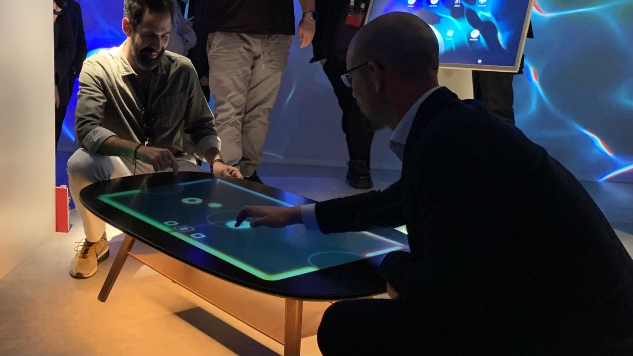 TCL Telly Table with air-hockey playing, at Milan Design Week