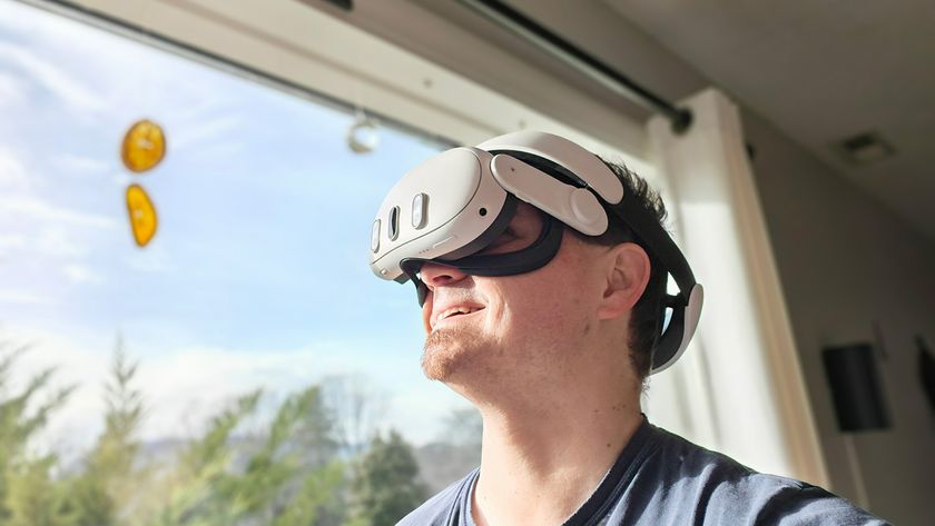 Wearing a Meta Quest 3 outfitted with the official open facial interface and a Kiwi Design H4 headstrap