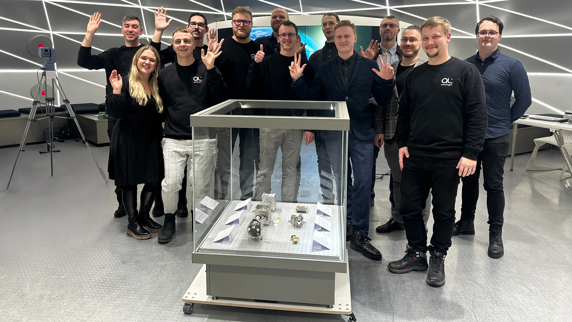 The team behind the Lithuanian startup Astrolight's laser-based communications systems for use in space and defense.