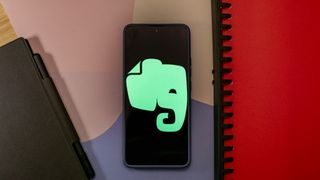 Evernote logo on a phone screen
