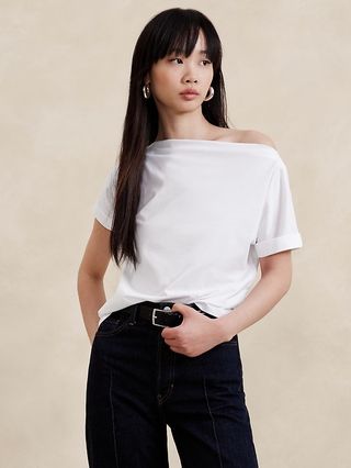 Cotton Roll-Cuff T-Shirt